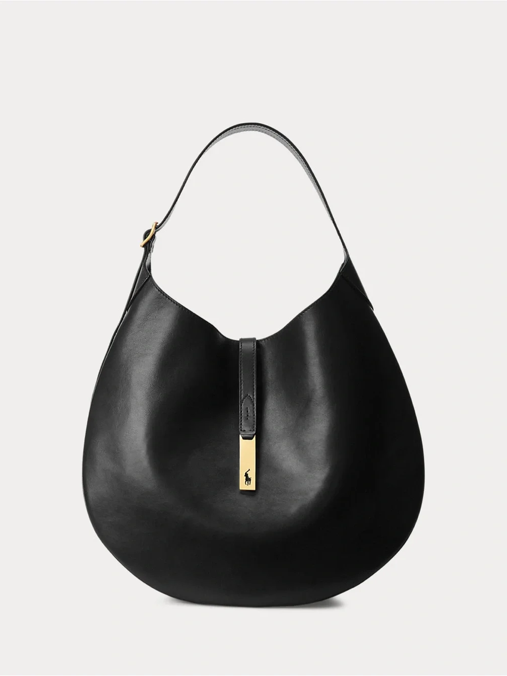 Ralph Lauren Polo ID Calfskin Large Shoulder Bag in Black